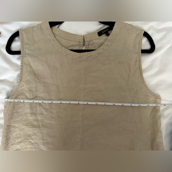 Quince 100% European Linen Sleeveless Tank Top in a light tan Medium - Picture 6 of 7